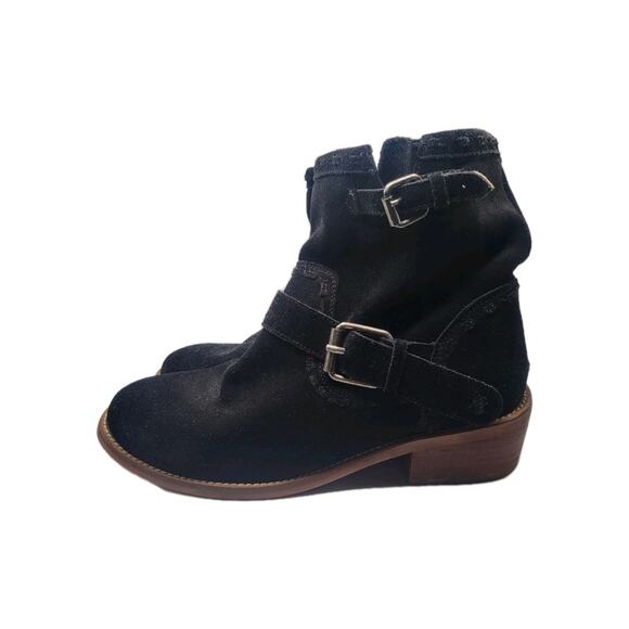 Musse & Cloud Women's Double Buckle Strap Suede Black Ankle Boots Size 9 - Picture 2 of 9